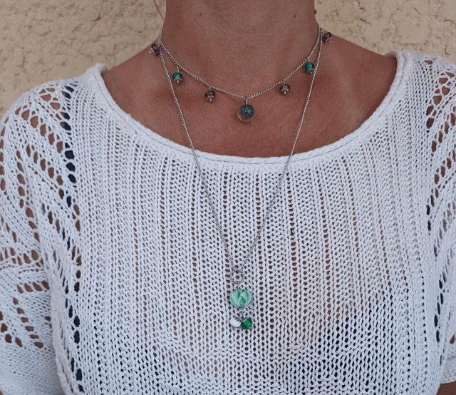 Collier duo de couleurs en verre
