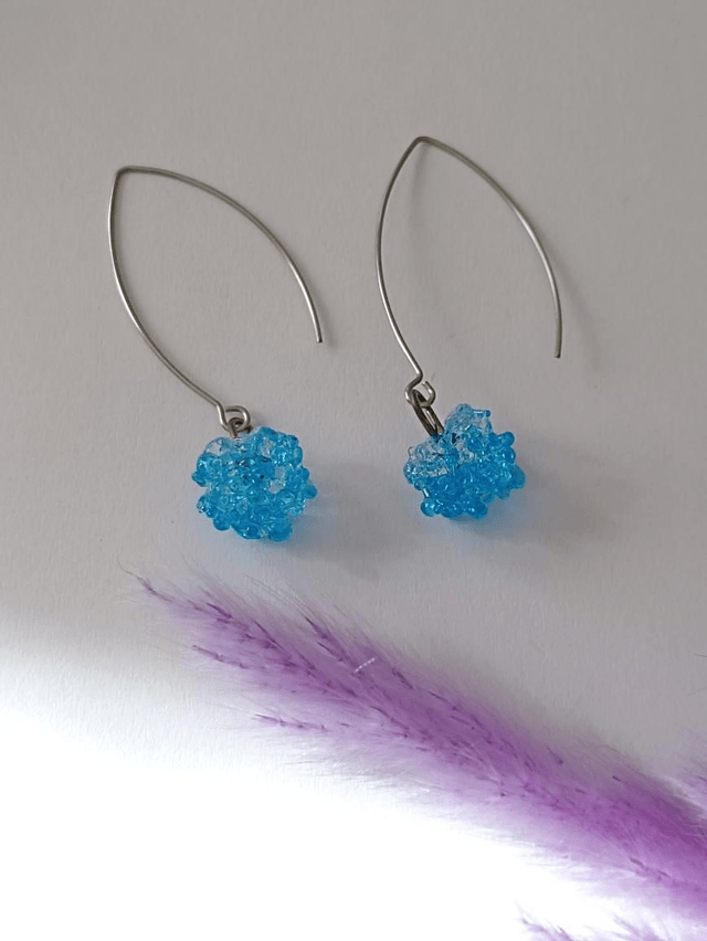 Boucles d'oreilles en verre turquoise 