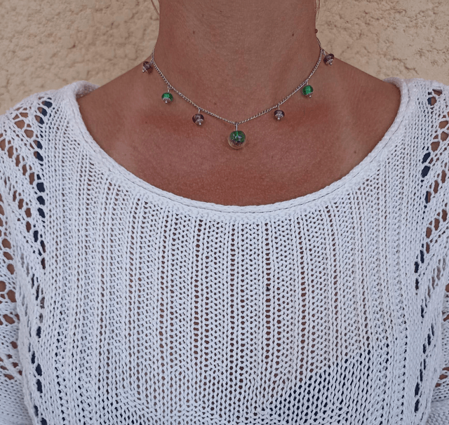 Collier duo de couleurs en verre