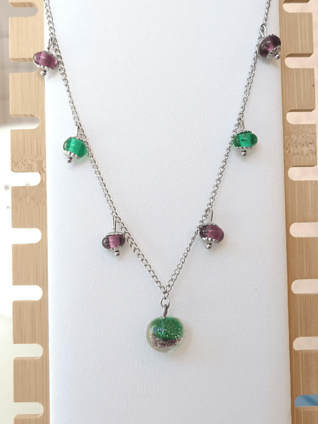 Collier duo de couleurs en verre