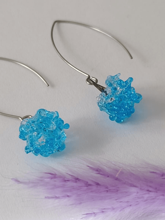 Boucles d'oreilles en verre turquoise 