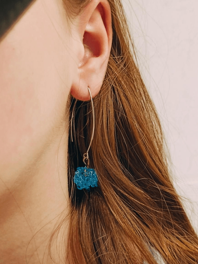 Boucles d'oreilles en verre turquoise 