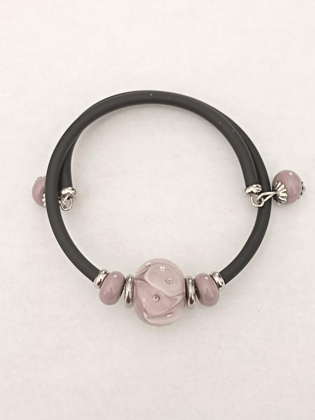 Bracelet violet en verre filé au chalumeau 