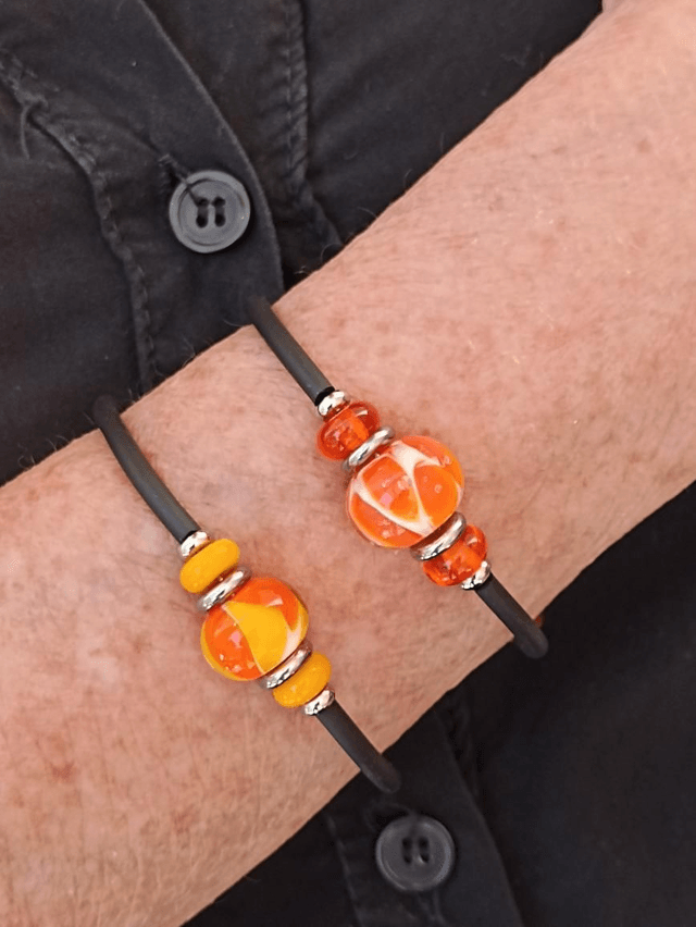 Bracelet en verre filé au chalumeau 
