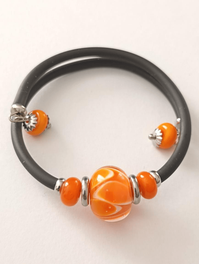 Bracelet Orange en verre filé 