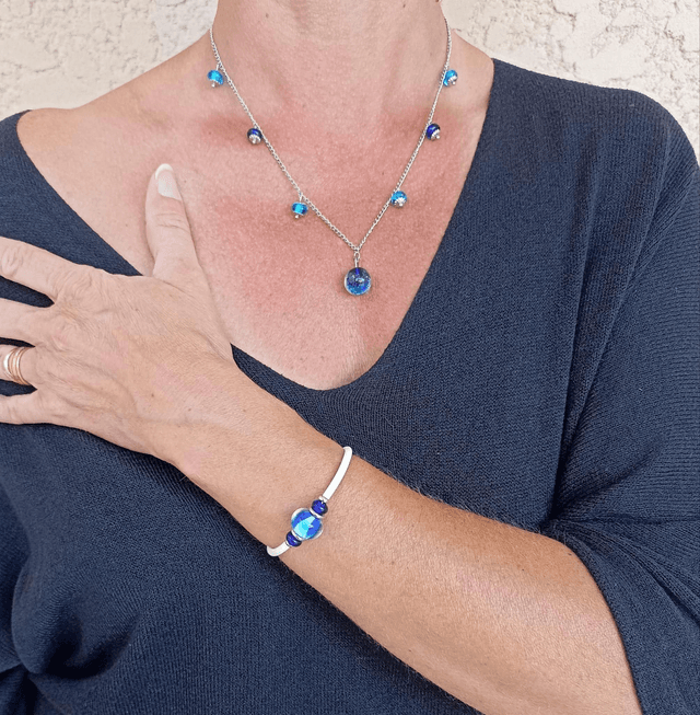Collier en verre océan 